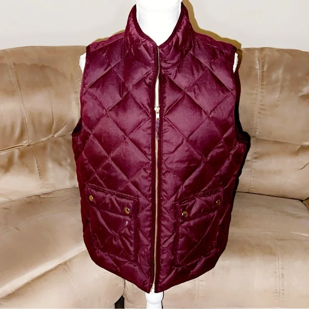 J.CREW Burgundy Diamond Quilted Vest